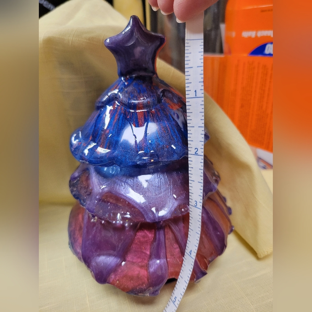 "Bisexuali-tree" Handcrafted Purple, Pink & Blue Shimmer Resin Tree Sculpture - Picture 9 of 14